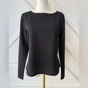 NWT Muse Republic Clothing Black Long Sleeve Perforated Top Size Medium